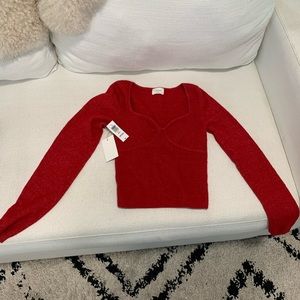 Aritzia Greer Sweater Crimson Red Size M—New with tags!